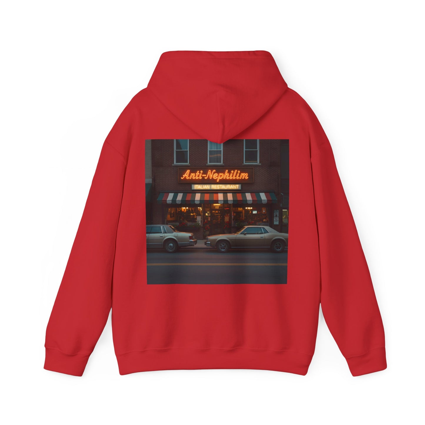 Retro neon NYC Italian anti nephilim hoodie (unisex), Kirk Ave. Apparel
