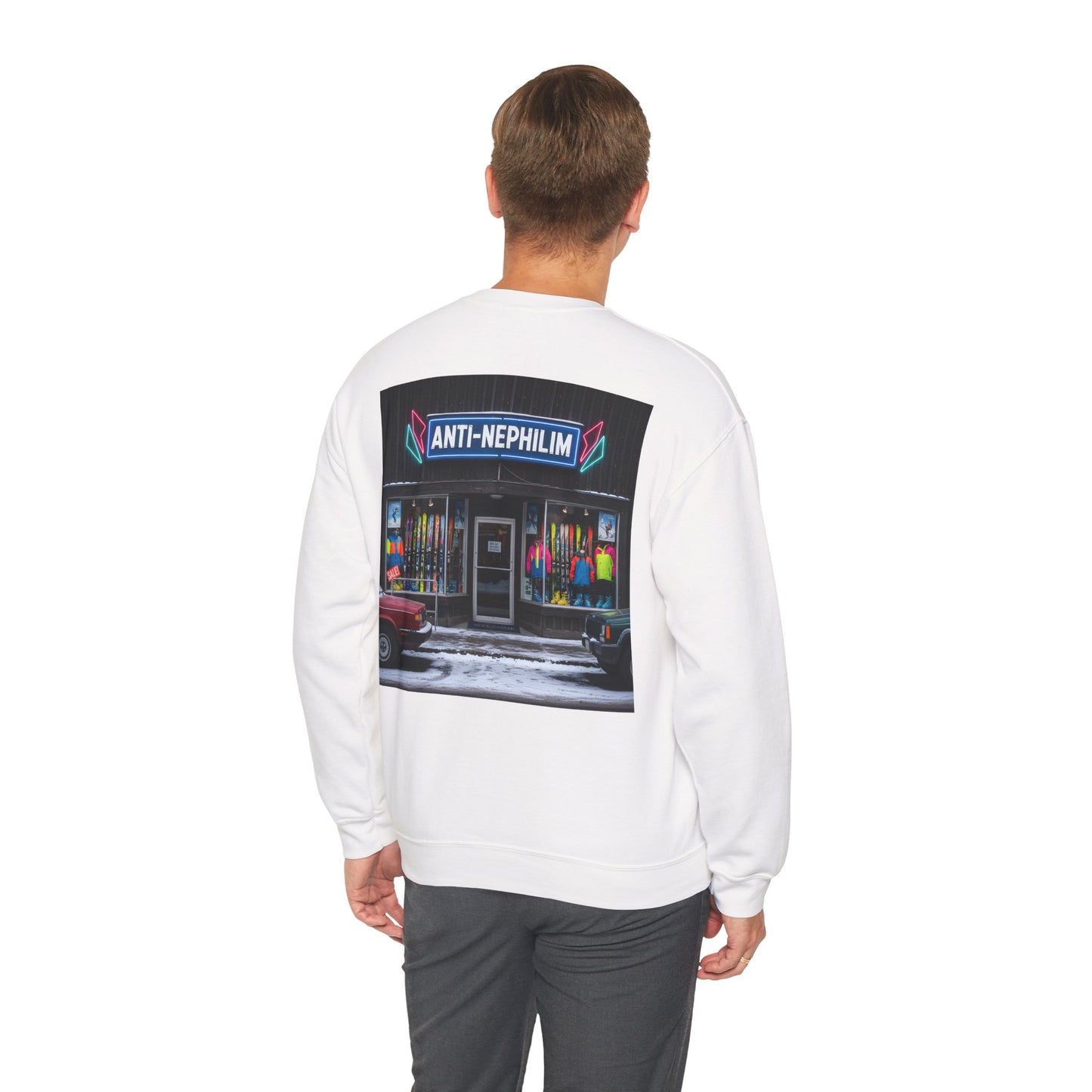 Retro ski shop anti nephilim sweatshirt (unisex), Kirk Ave. Apparel