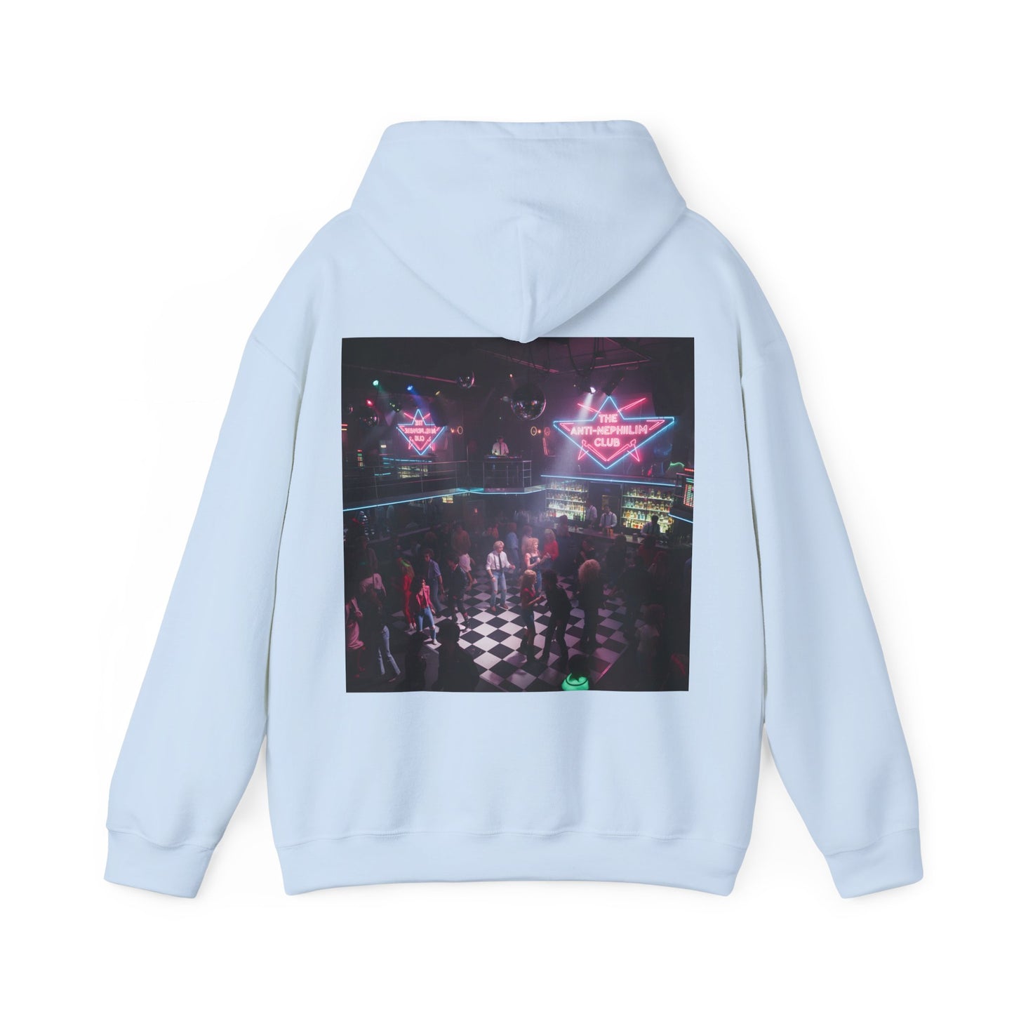 Neon 80s anti nephilim nightclub hoodie (unisex), Kirk Ave. Apparel