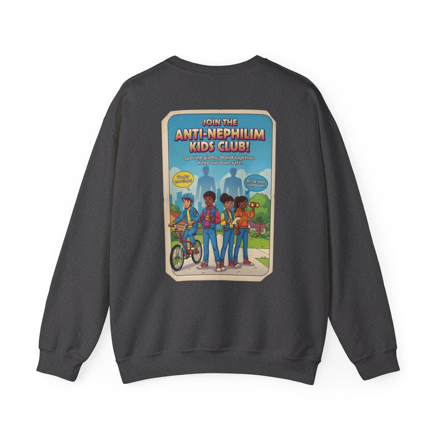 Retro anti nephilim kids club sweatshirt (unisex), Kirk Ave. Apparel