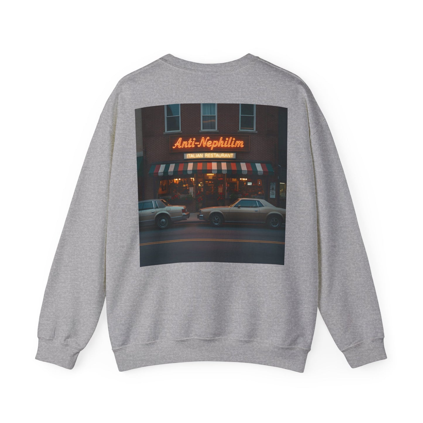 Retro neon NYC Italian anti nephilim sweatshirt (unisex), Kirk Ave. Apparel