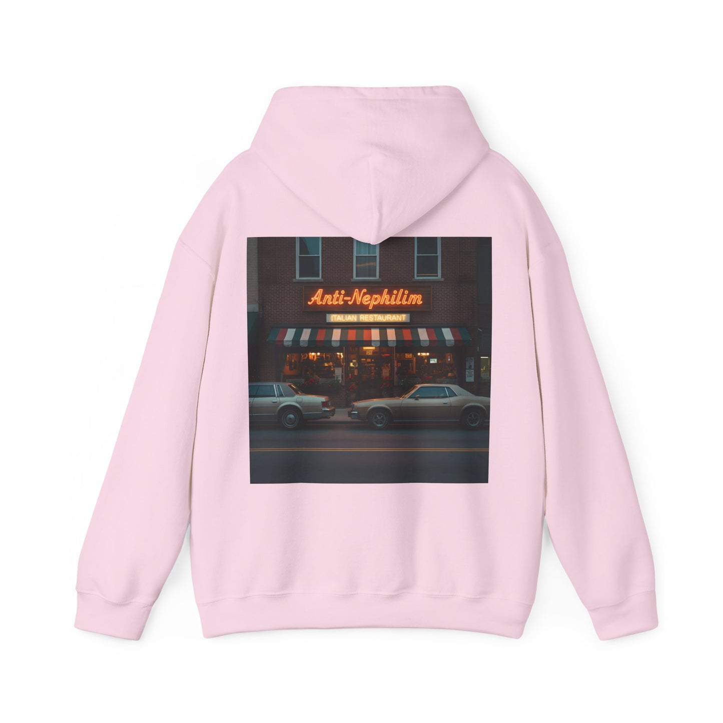 Retro neon NYC Italian anti nephilim hoodie (unisex), Kirk Ave. Apparel