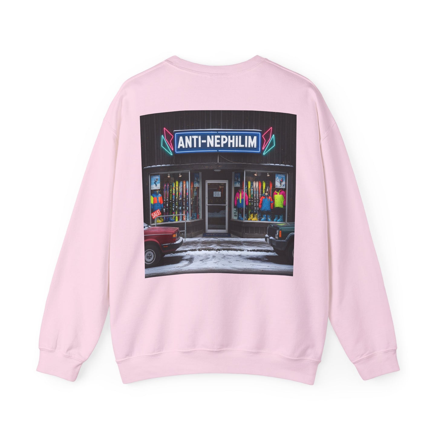 Retro ski shop anti nephilim sweatshirt (unisex), Kirk Ave. Apparel