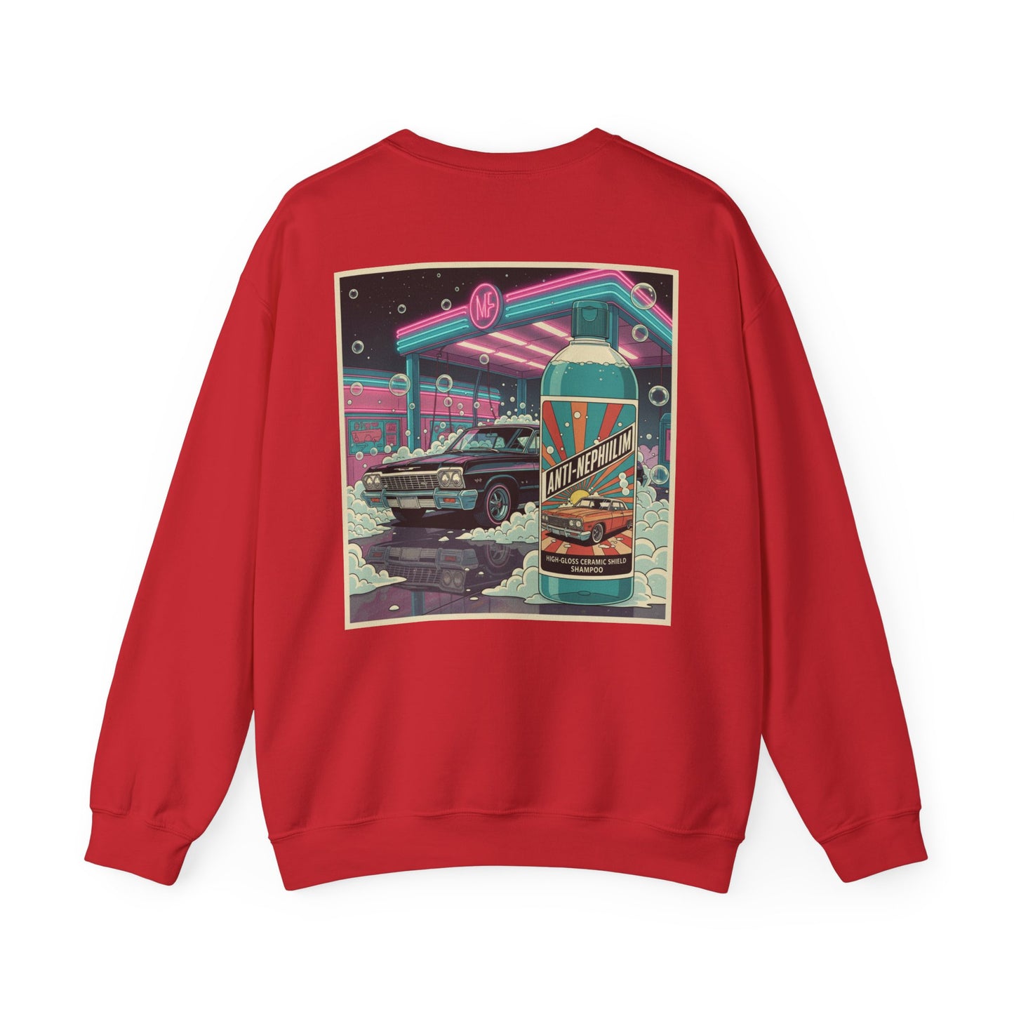 Retro neon car wash anti nephilim sweatshirt (unisex), Kirk Ave. Apparel