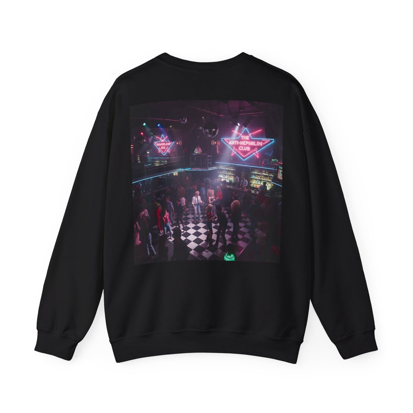 Neon 80s anti nephilim nightclub sweatshirt (unisex), Kirk Ave. Apparel