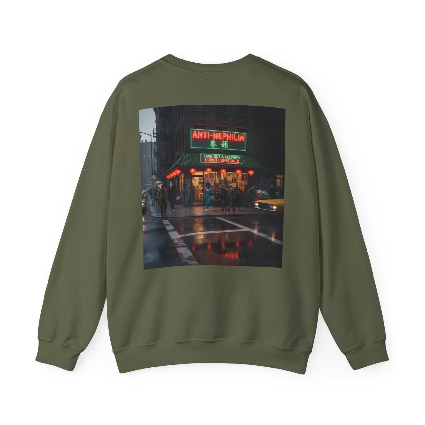 Retro neon NYC Chinese sweatshirt (unisex), Kirk Ave. Apparel