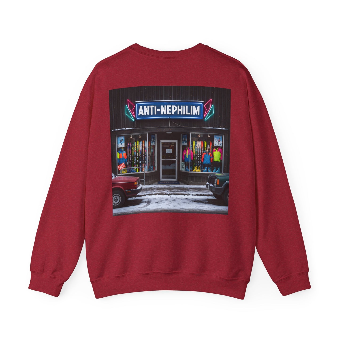 Retro ski shop anti nephilim sweatshirt (unisex), Kirk Ave. Apparel