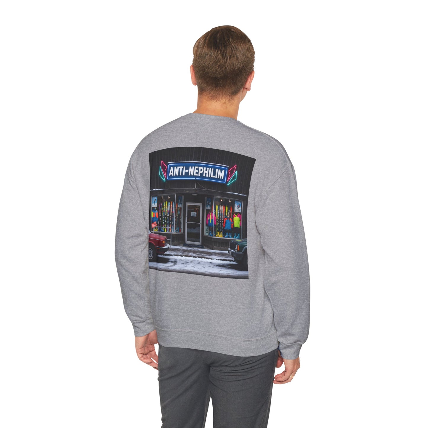 Retro ski shop anti nephilim sweatshirt (unisex), Kirk Ave. Apparel