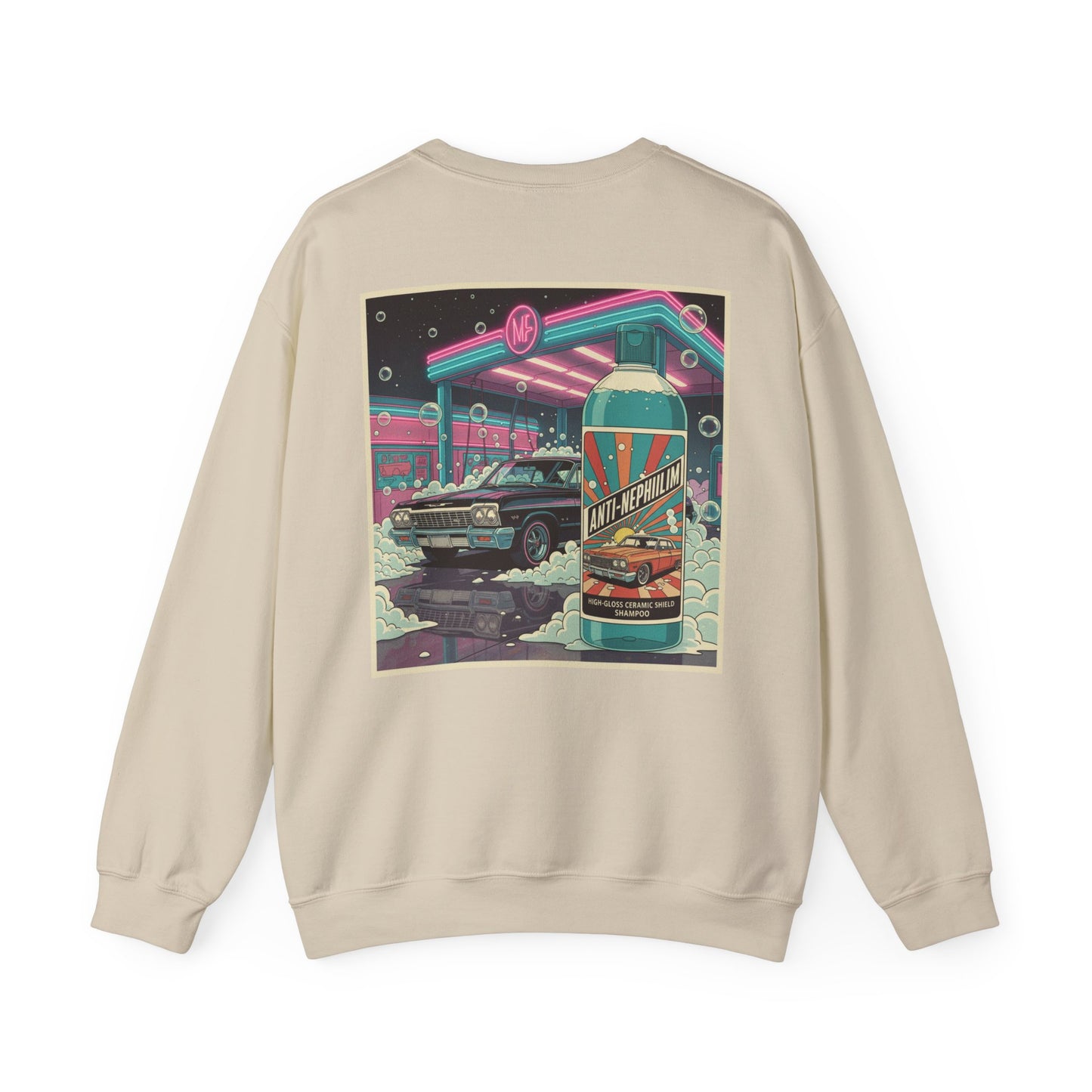 Retro neon car wash anti nephilim sweatshirt (unisex), Kirk Ave. Apparel