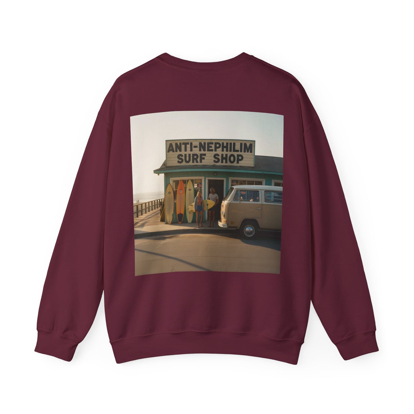 Retro surf anti nephilim sweatshirt (unisex), Kirk Ave. Apparel