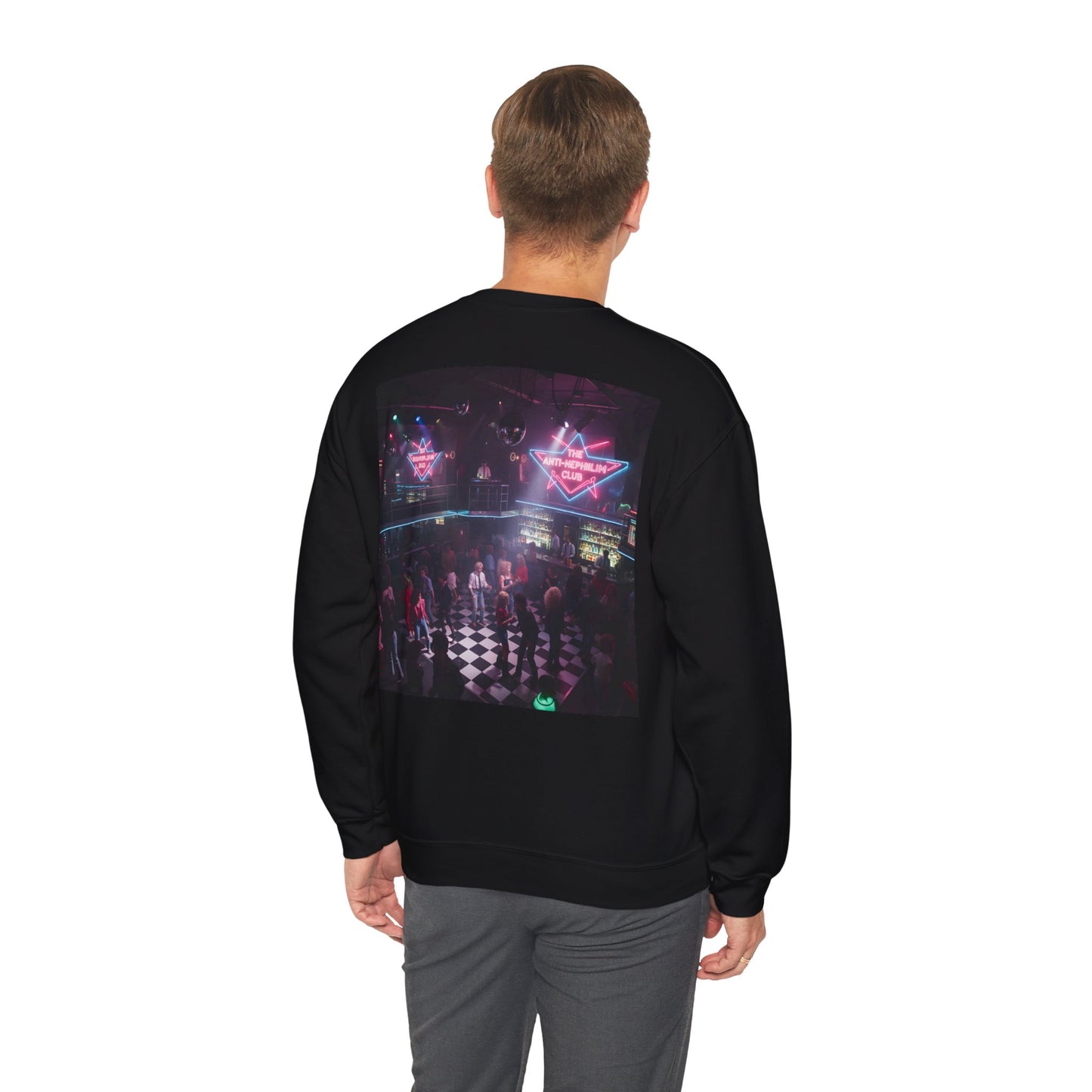 Neon 80s anti nephilim nightclub sweatshirt (unisex), Kirk Ave. Apparel