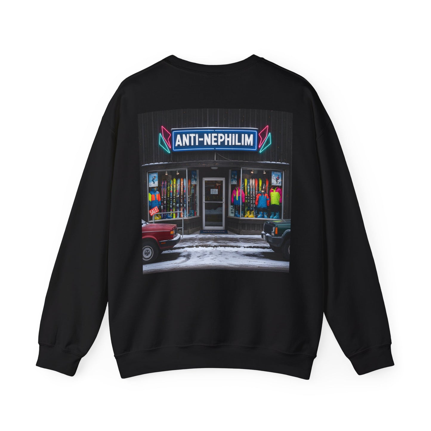 Retro ski shop anti nephilim sweatshirt (unisex), Kirk Ave. Apparel