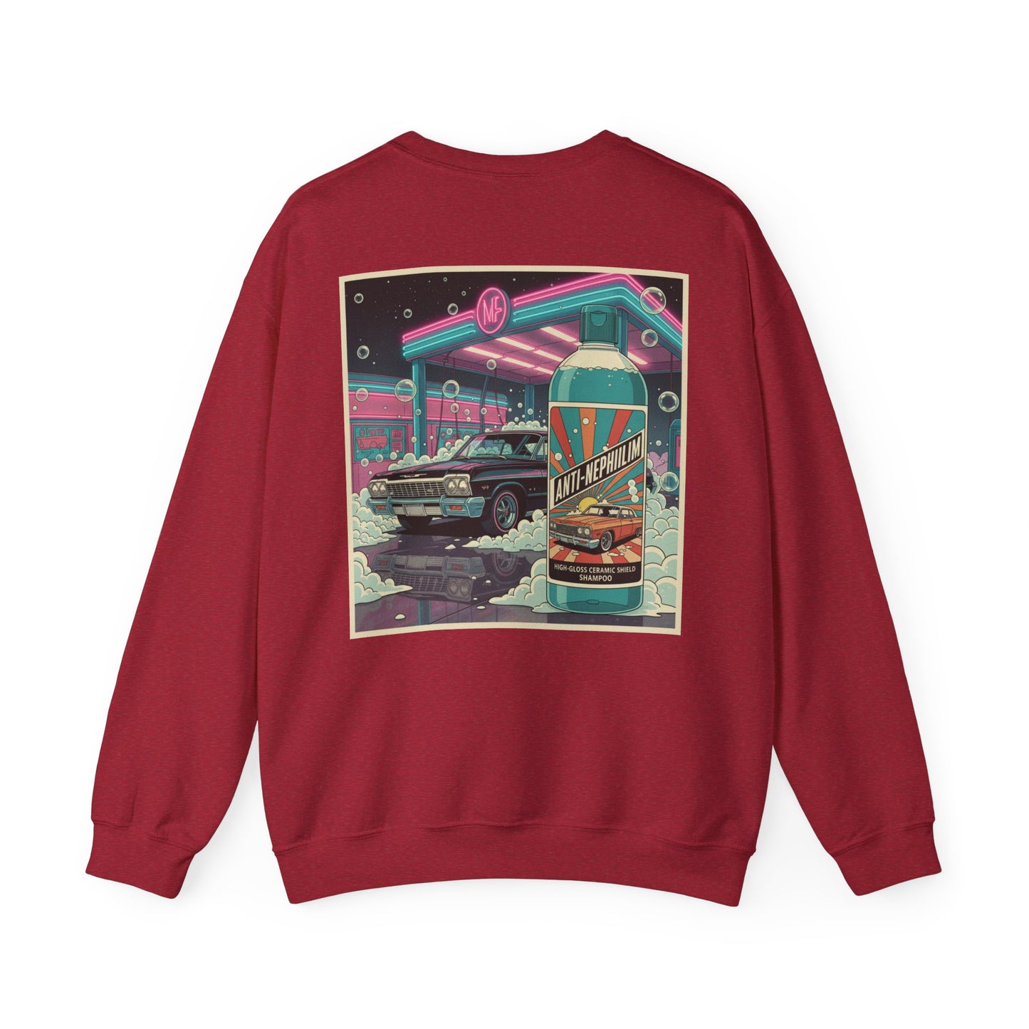 Retro neon car wash anti nephilim sweatshirt (unisex), Kirk Ave. Apparel