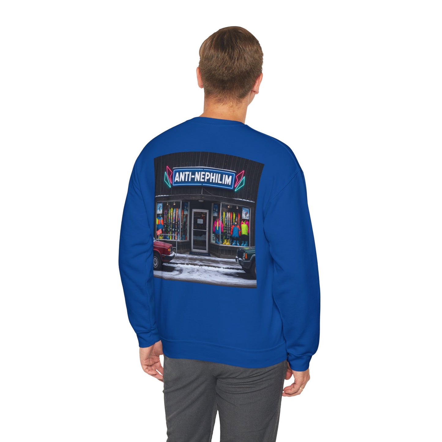 Retro ski shop anti nephilim sweatshirt (unisex), Kirk Ave. Apparel