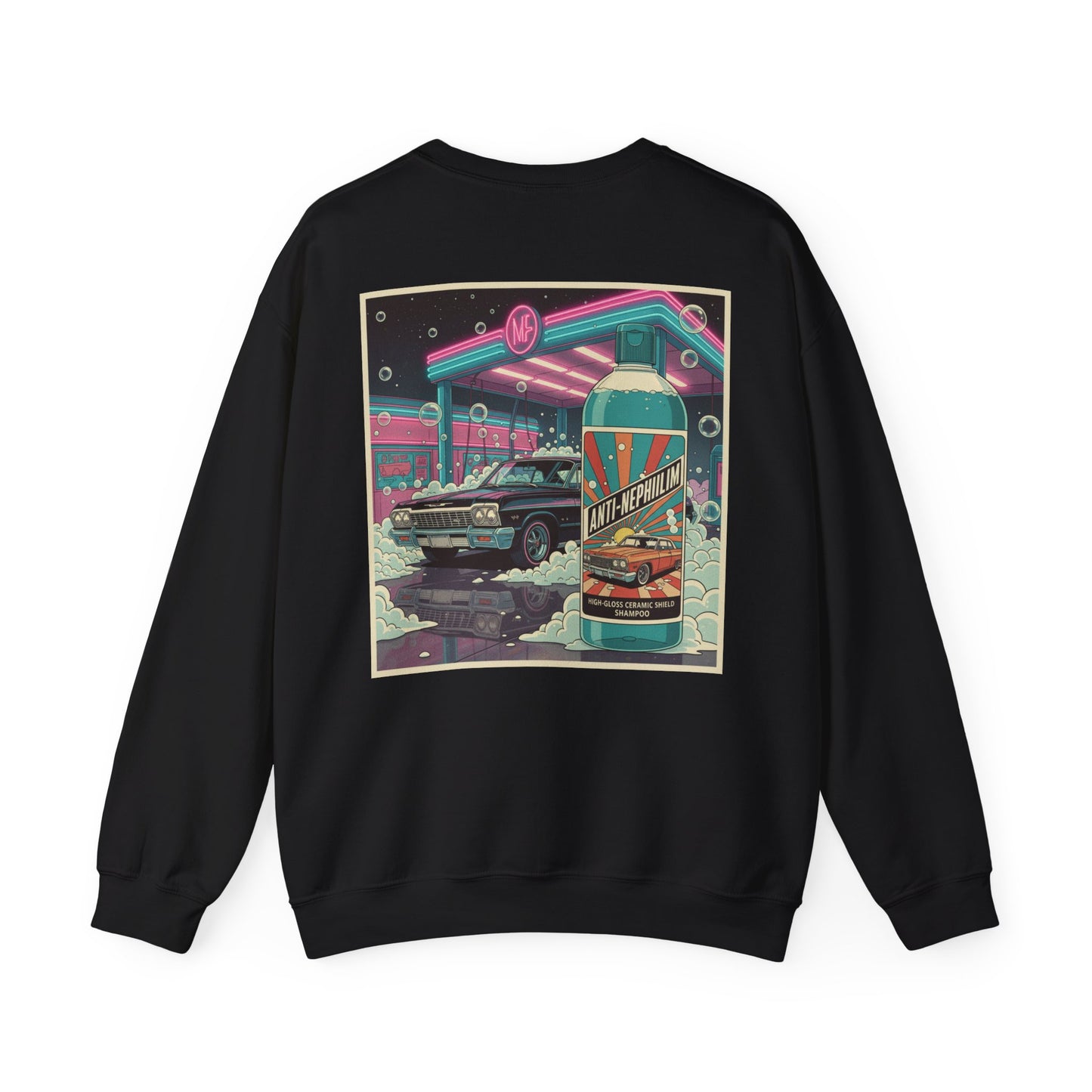 Retro neon car wash anti nephilim sweatshirt (unisex), Kirk Ave. Apparel