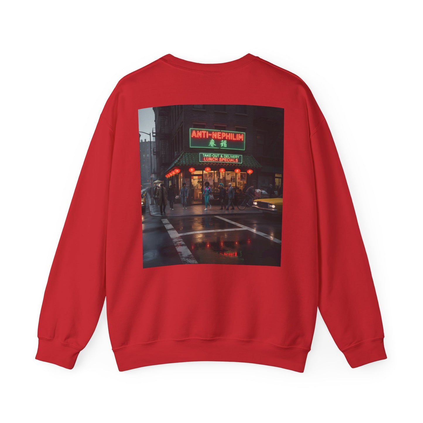 Retro neon NYC Chinese sweatshirt (unisex), Kirk Ave. Apparel