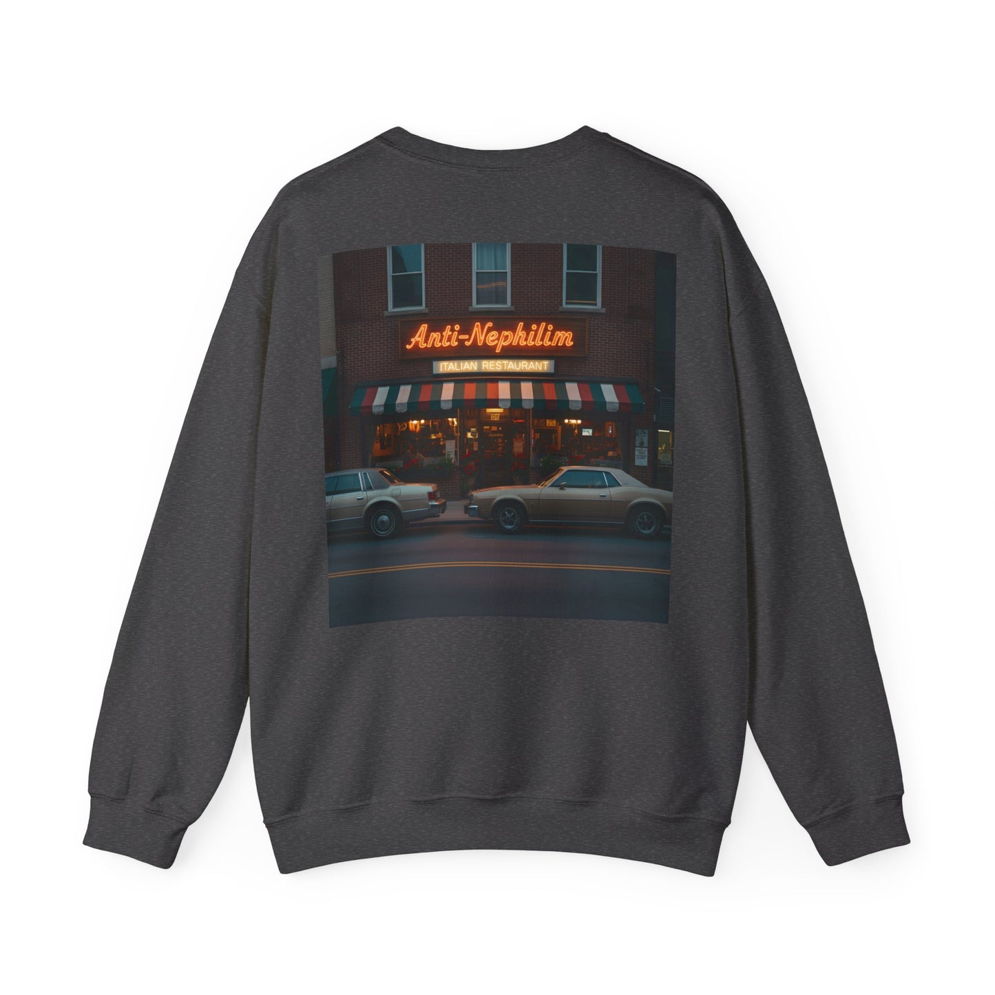 Retro neon NYC Italian anti nephilim sweatshirt (unisex), Kirk Ave. Apparel