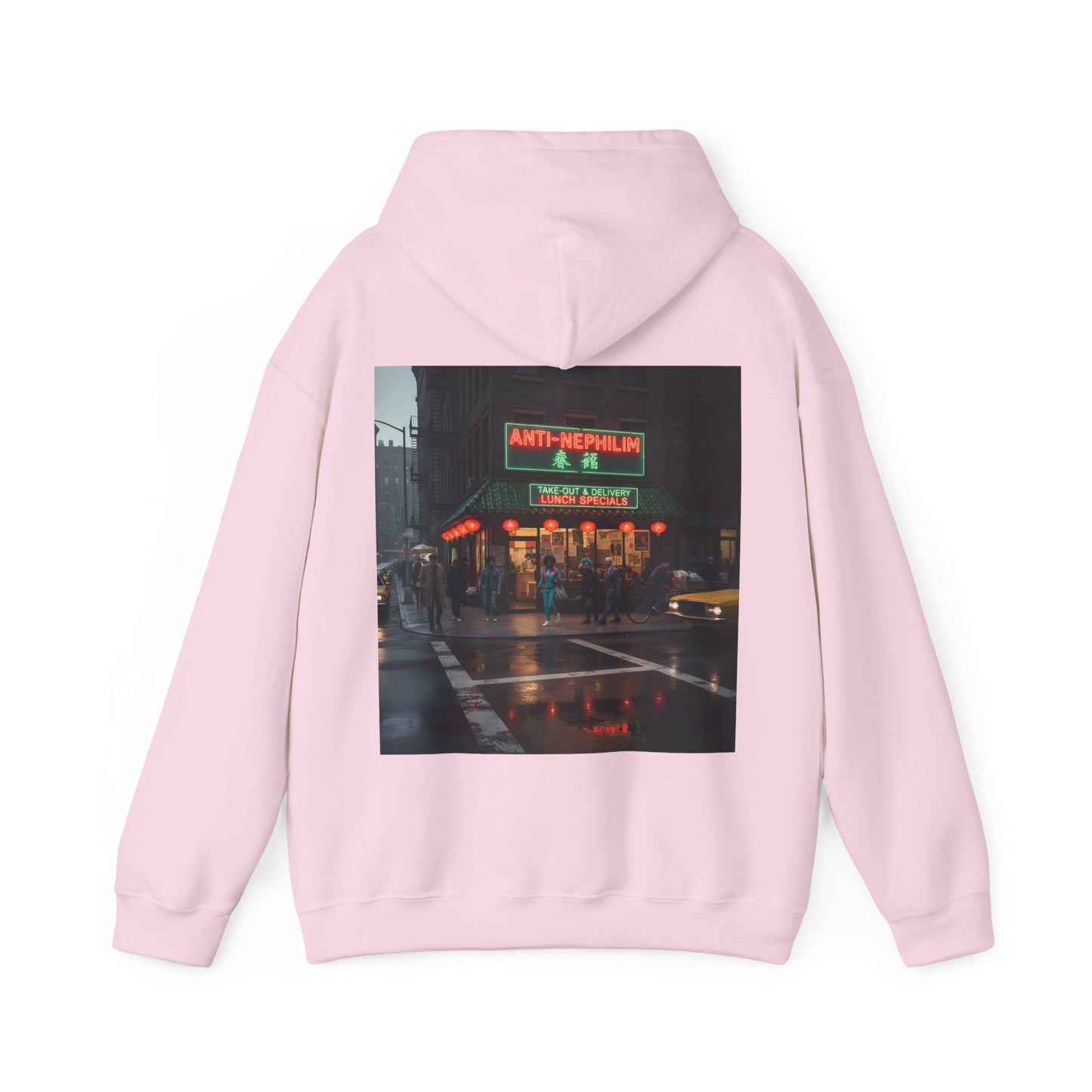 Retro neon NYC Chinese hoodie (unisex), Kirk Ave. Apparel