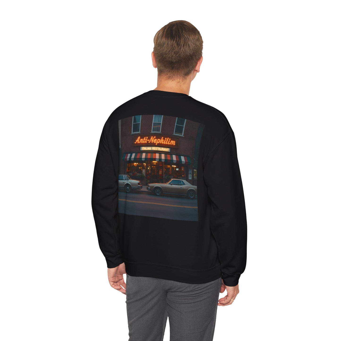 Retro neon NYC Italian anti nephilim sweatshirt (unisex), Kirk Ave. Apparel