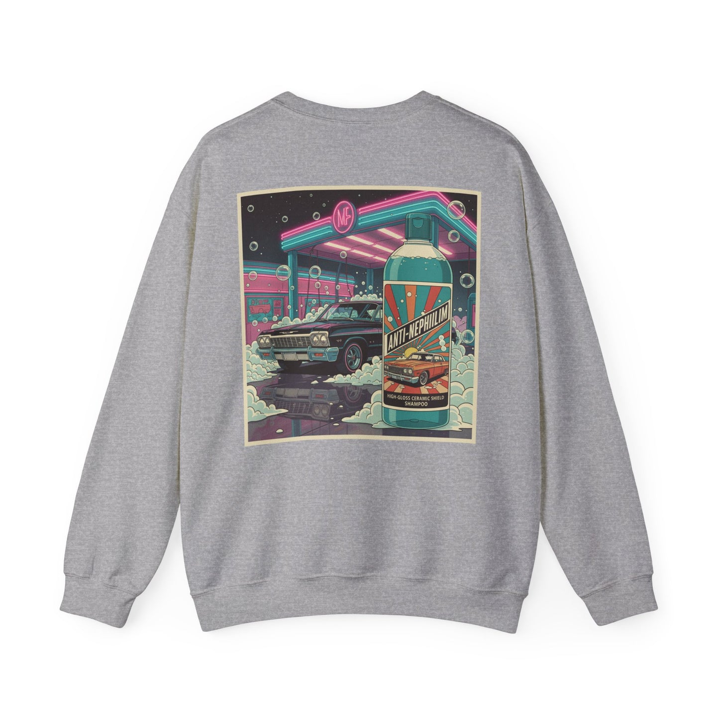 Retro neon car wash anti nephilim sweatshirt (unisex), Kirk Ave. Apparel