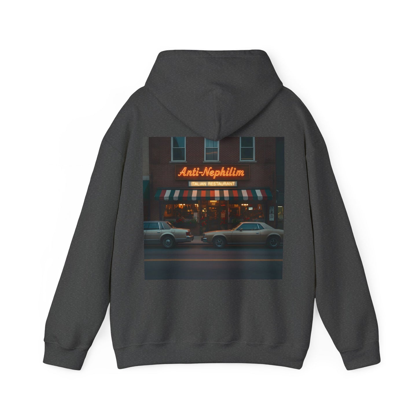 Retro neon NYC Italian anti nephilim hoodie (unisex), Kirk Ave. Apparel