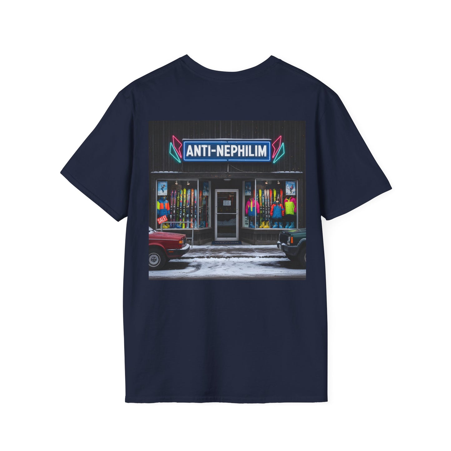 Retro ski shop anti nephilim t shirt (unisex), Kirk Ave. Apparel
