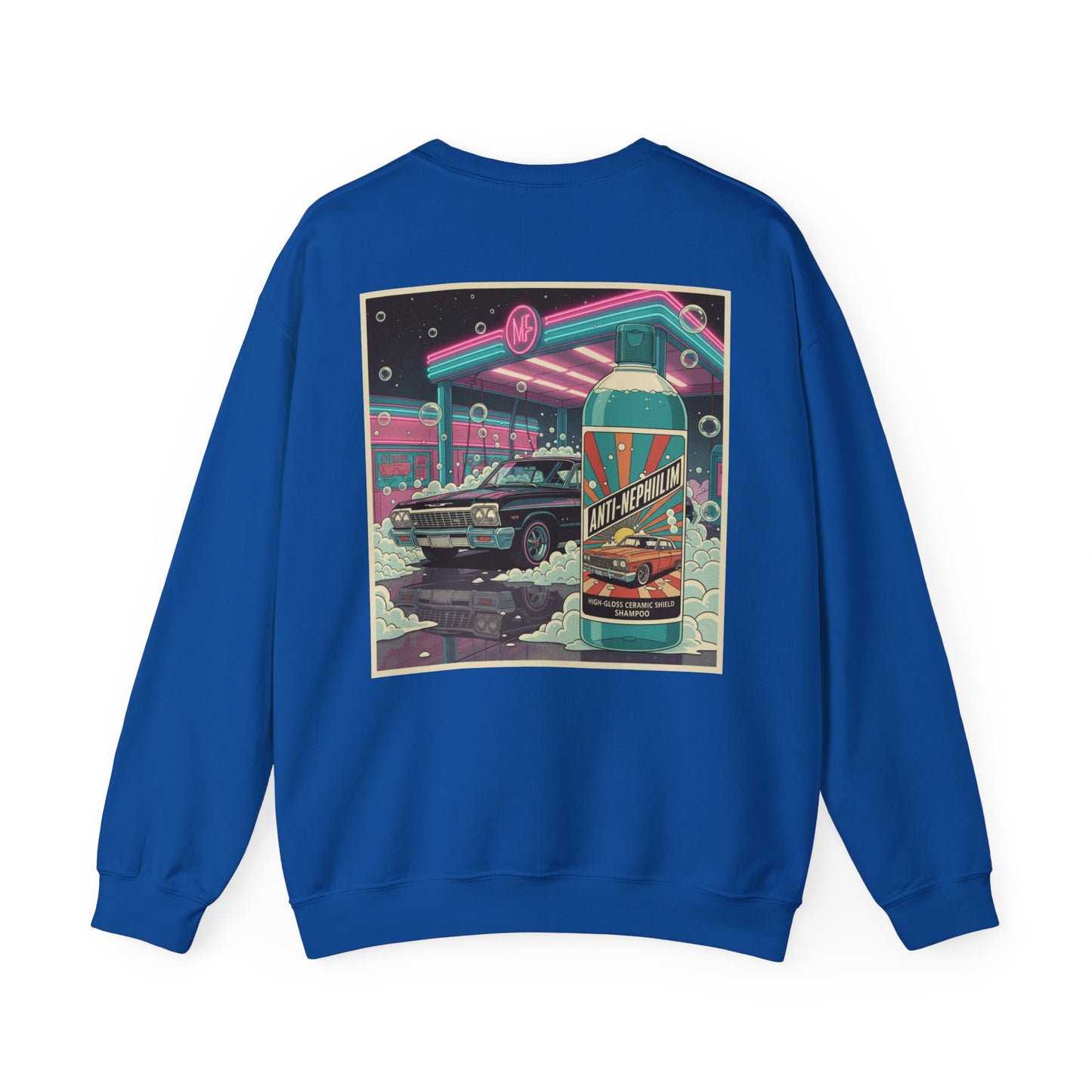 Retro neon car wash anti nephilim sweatshirt (unisex), Kirk Ave. Apparel