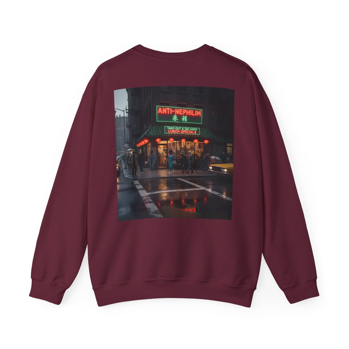 Retro neon NYC Chinese sweatshirt (unisex), Kirk Ave. Apparel
