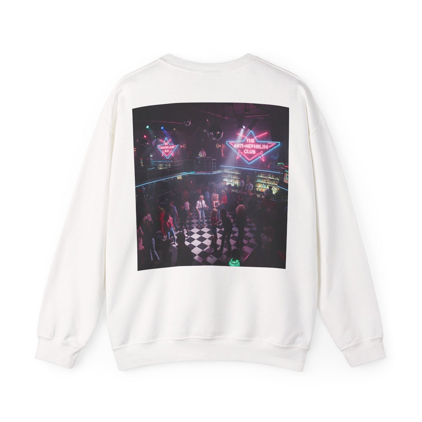 Neon 80s anti nephilim nightclub sweatshirt (unisex), Kirk Ave. Apparel