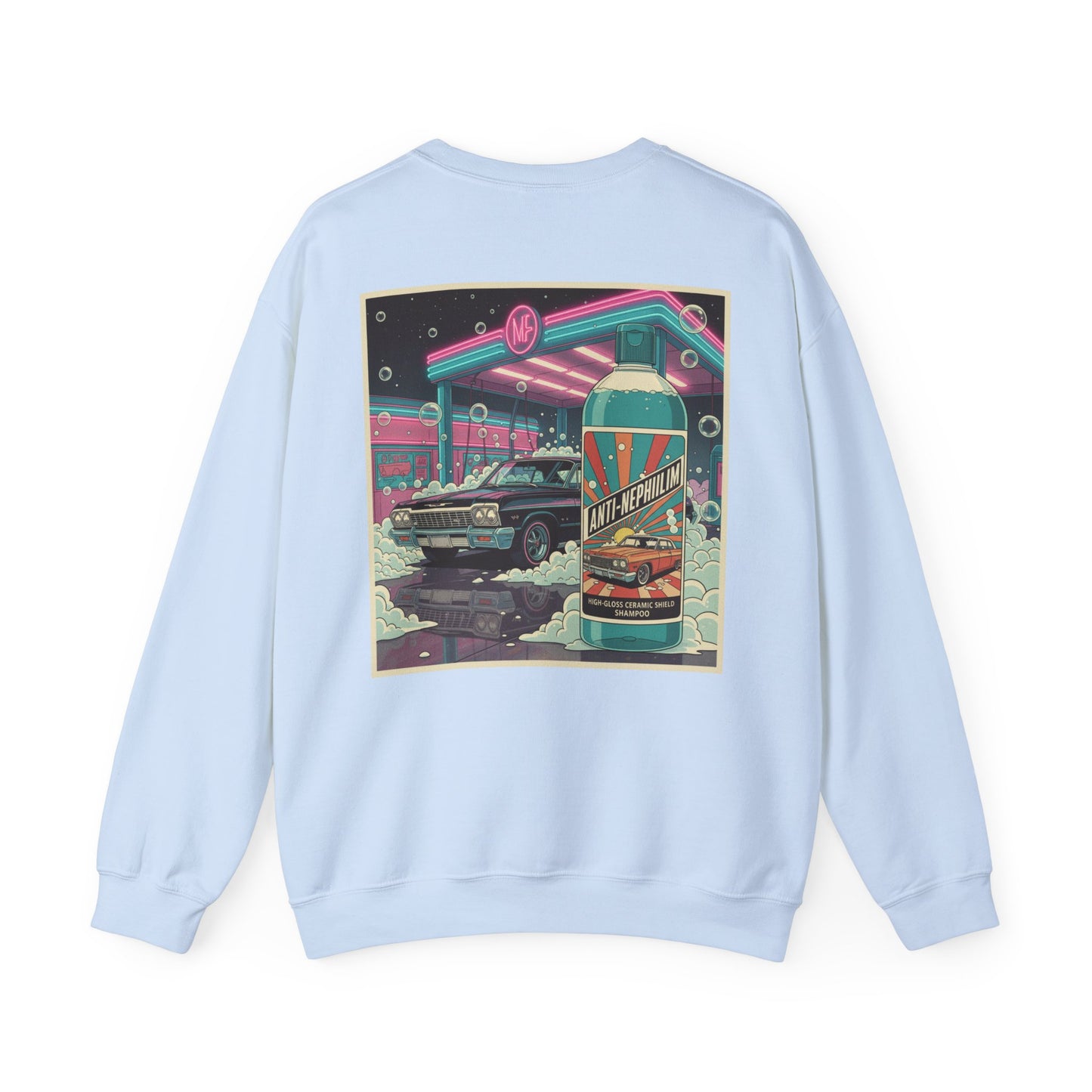 Retro neon car wash anti nephilim sweatshirt (unisex), Kirk Ave. Apparel