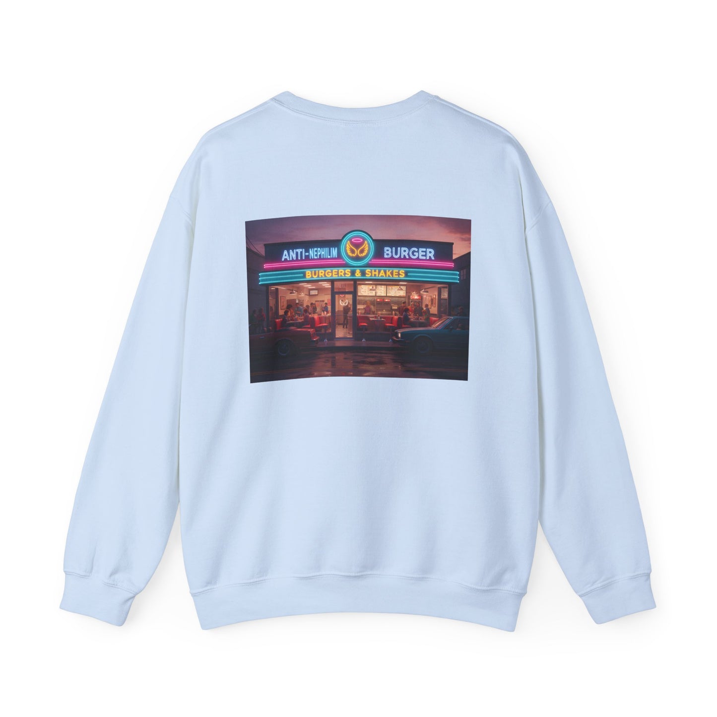 Retro neon burger joint anti nephilim sweatshirt (unisex), Kirk Ave. Apparel
