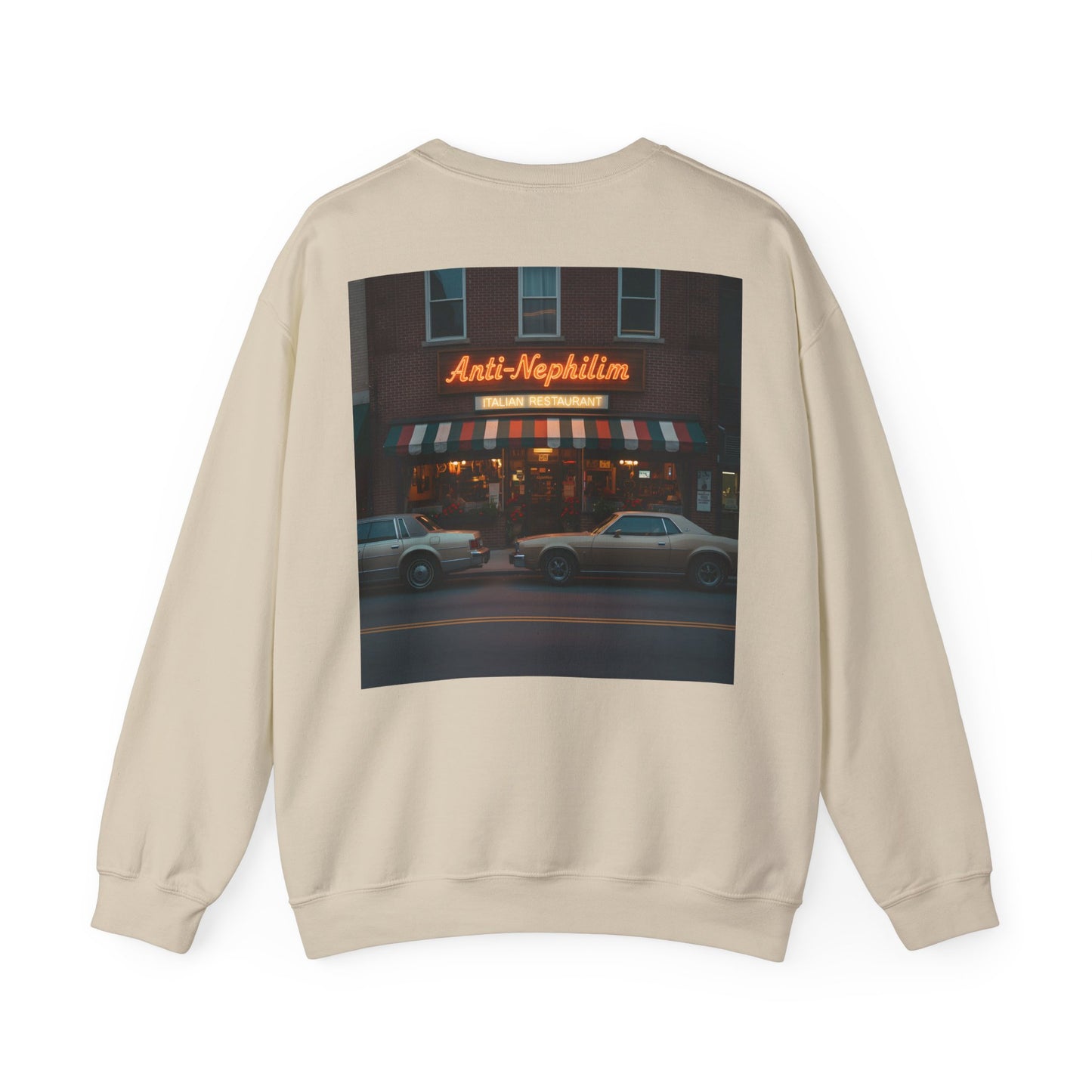 Retro neon NYC Italian anti nephilim sweatshirt (unisex), Kirk Ave. Apparel