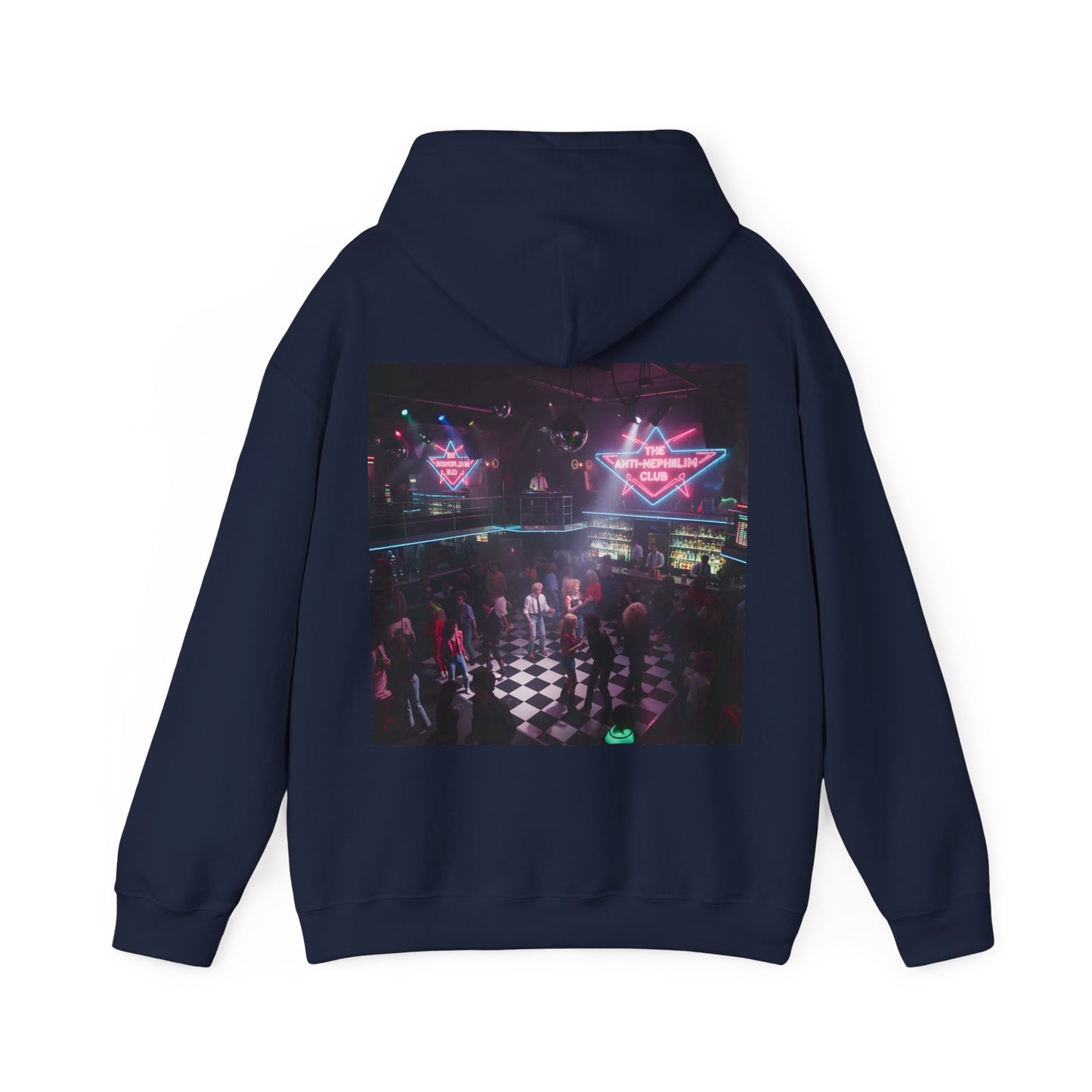 Neon 80s anti nephilim nightclub hoodie (unisex), Kirk Ave. Apparel