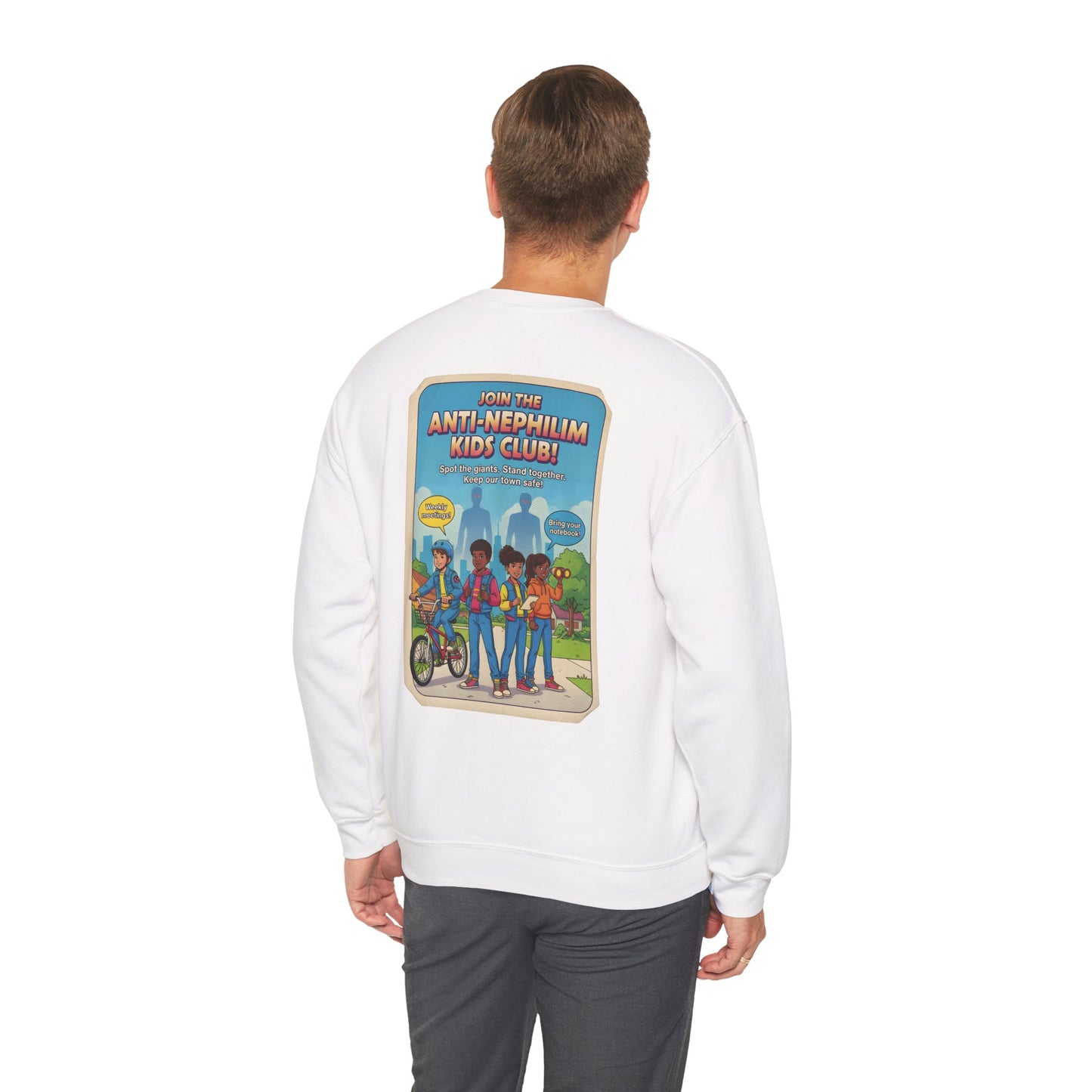 Retro anti nephilim kids club sweatshirt (unisex), Kirk Ave. Apparel