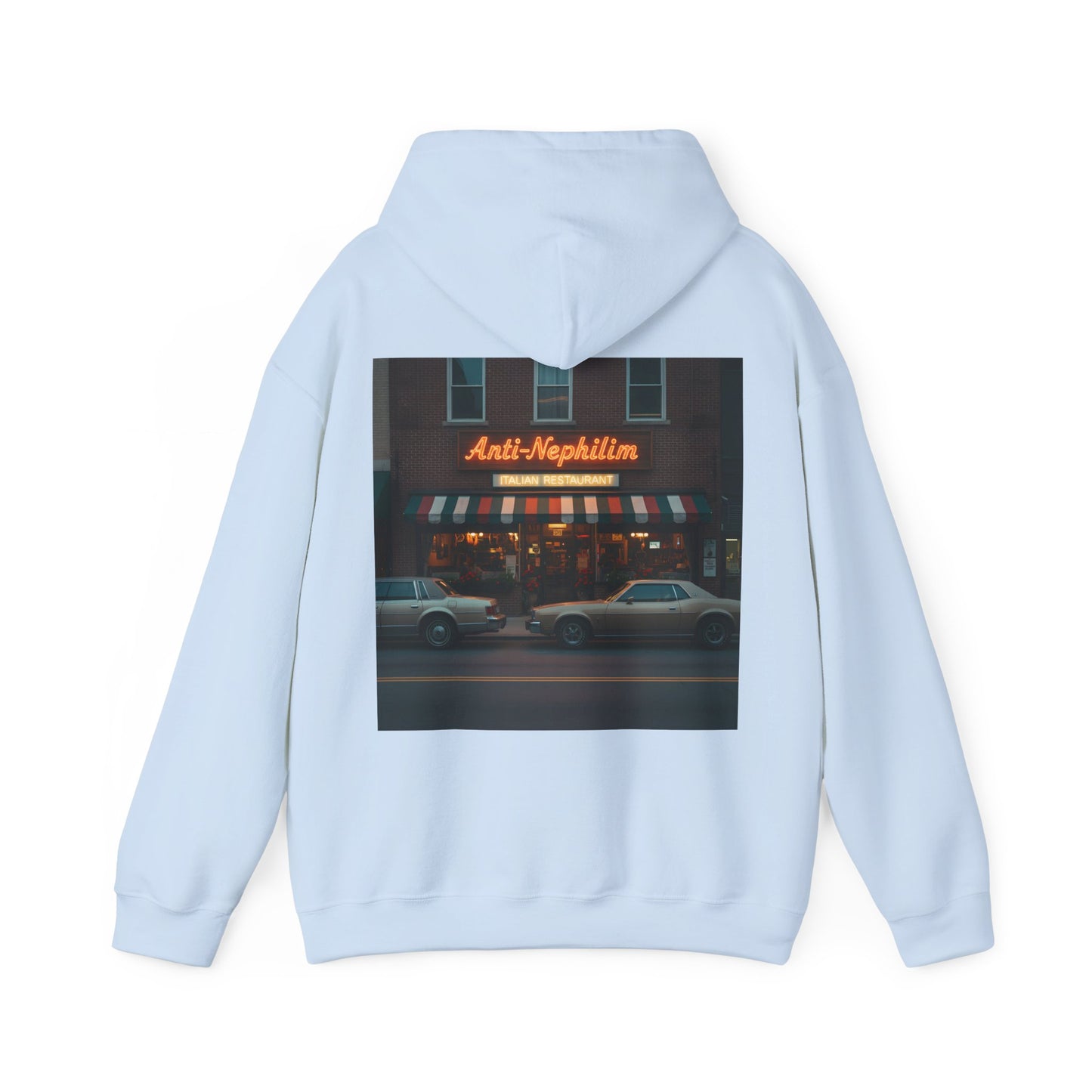 Retro neon NYC Italian anti nephilim hoodie (unisex), Kirk Ave. Apparel