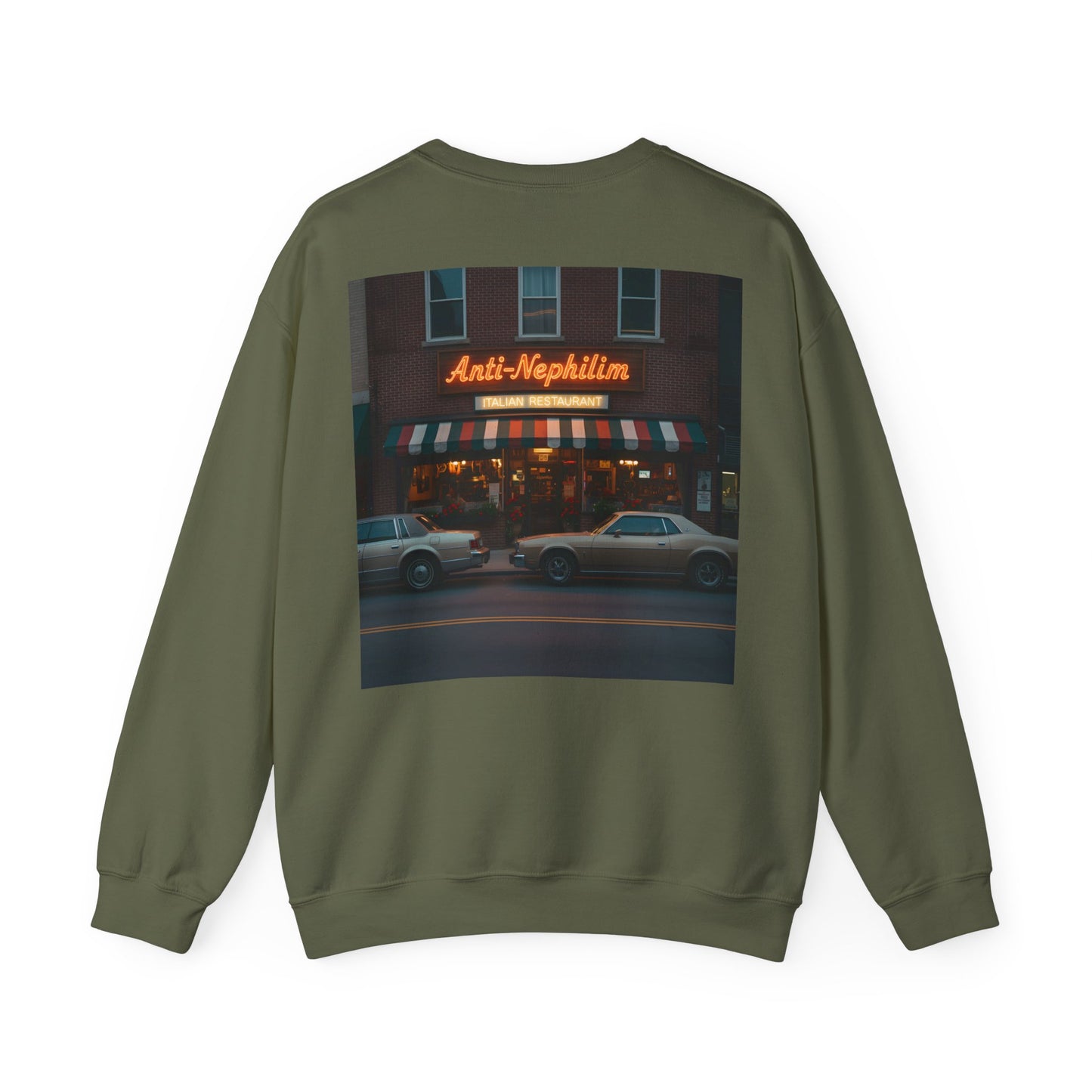 Retro neon NYC Italian anti nephilim sweatshirt (unisex), Kirk Ave. Apparel
