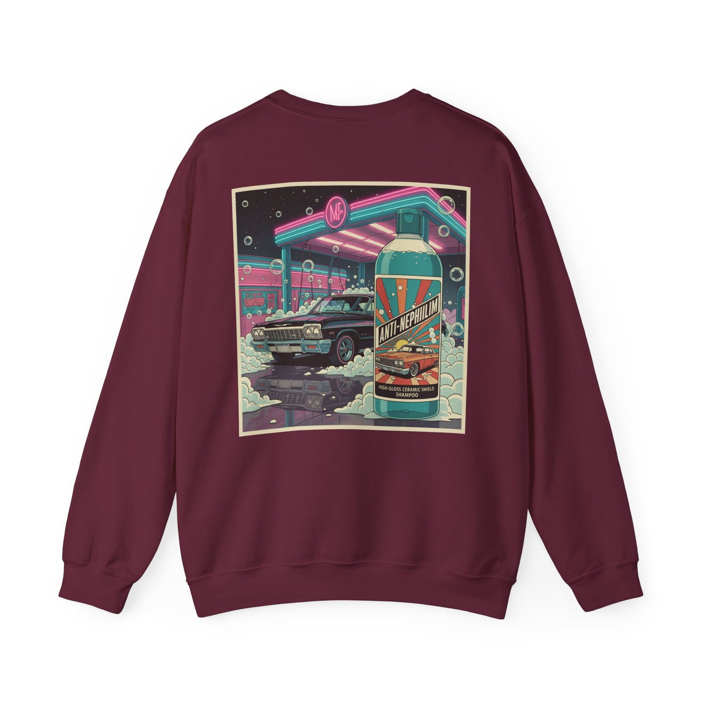 Retro neon car wash anti nephilim sweatshirt (unisex), Kirk Ave. Apparel