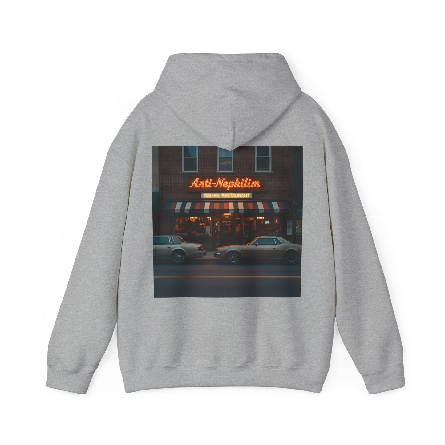 Retro neon NYC Italian anti nephilim hoodie (unisex), Kirk Ave. Apparel