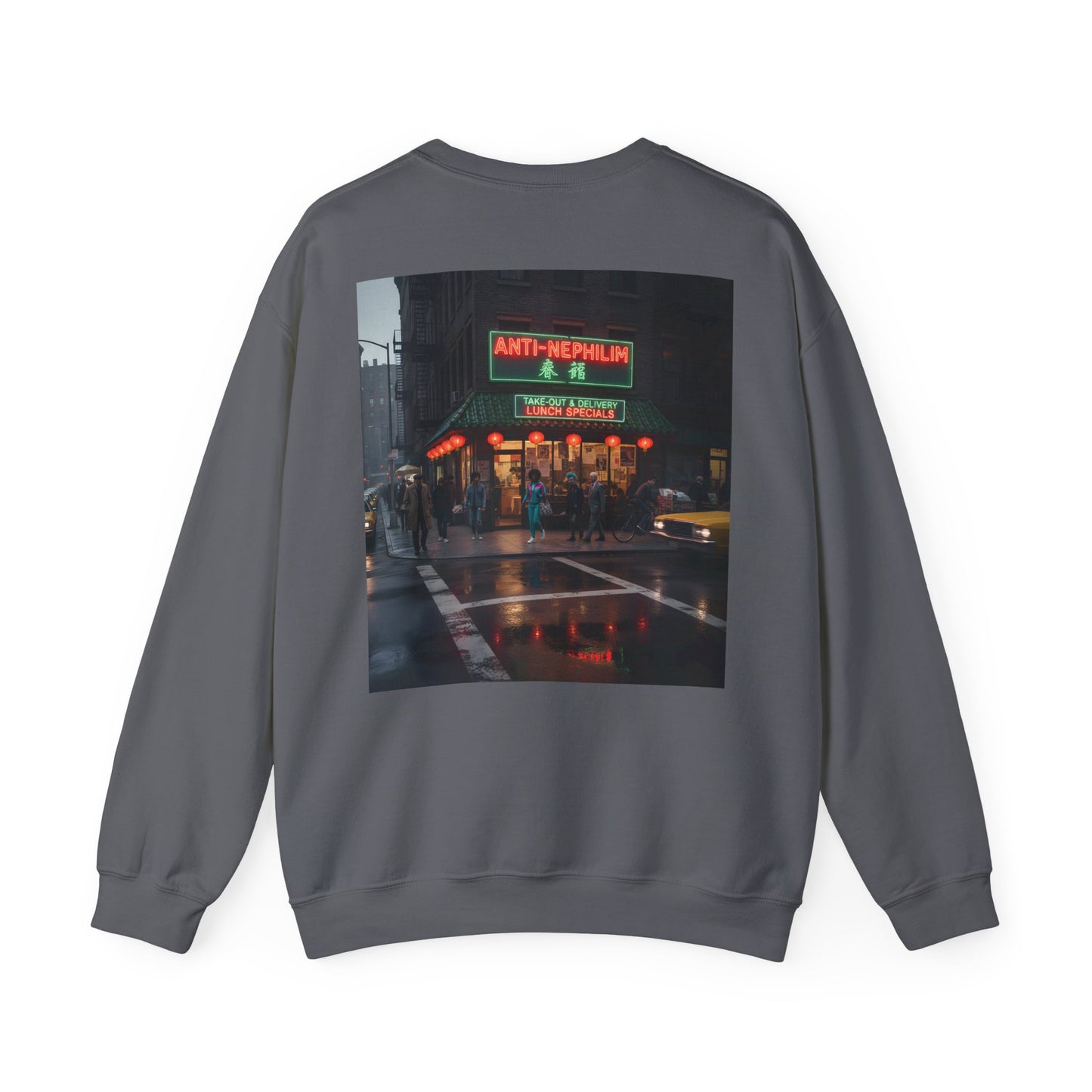 Retro neon NYC Chinese sweatshirt (unisex), Kirk Ave. Apparel