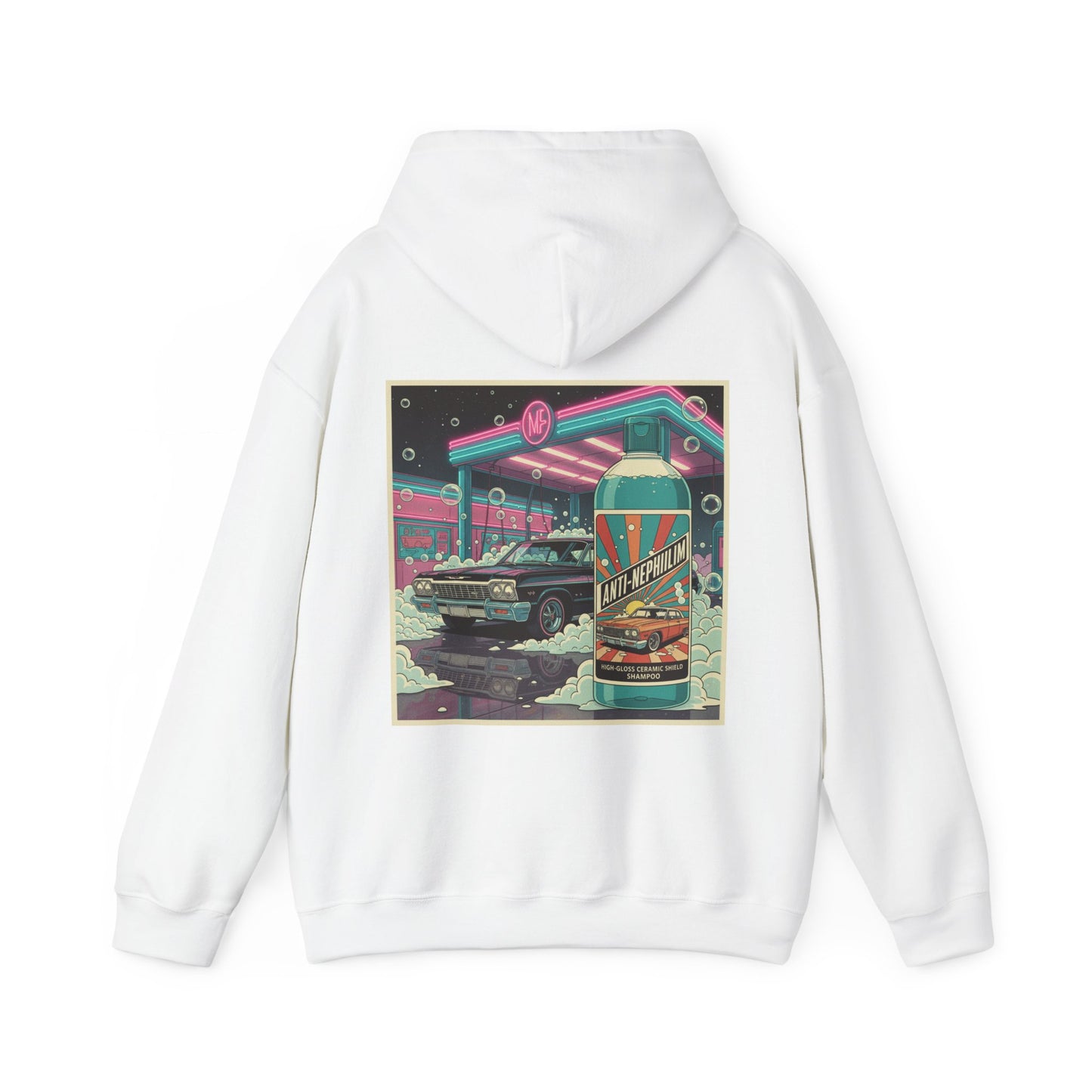 Retro neon car wash anti nephilim hoodie(unisex), Kirk Ave. Apparel