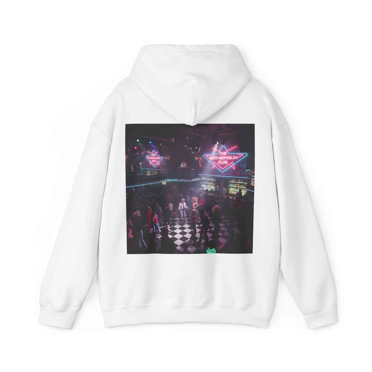 Neon 80s anti nephilim nightclub hoodie (unisex), Kirk Ave. Apparel