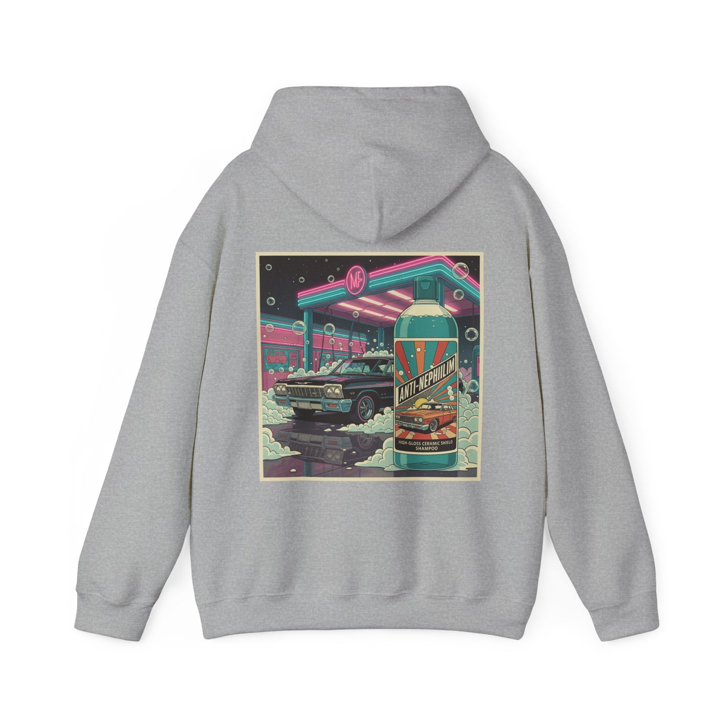 Retro neon car wash anti nephilim hoodie(unisex), Kirk Ave. Apparel