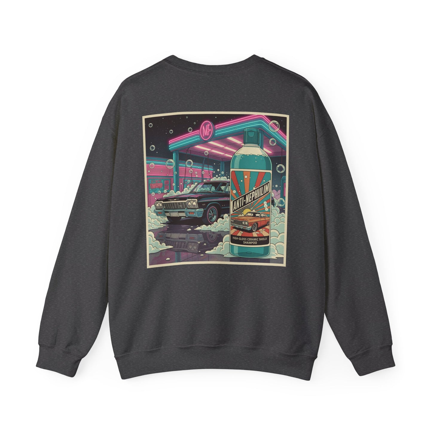 Retro neon car wash anti nephilim sweatshirt (unisex), Kirk Ave. Apparel