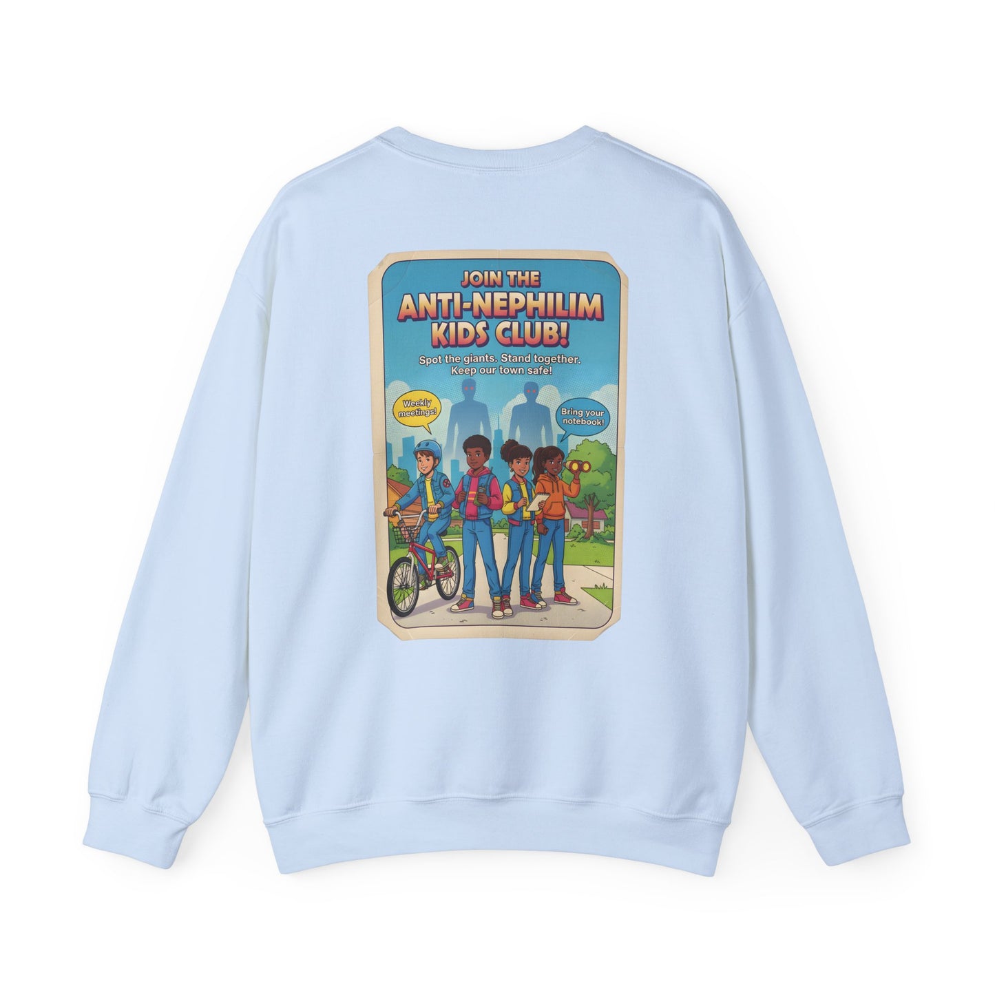 Retro anti nephilim kids club sweatshirt (unisex), Kirk Ave. Apparel