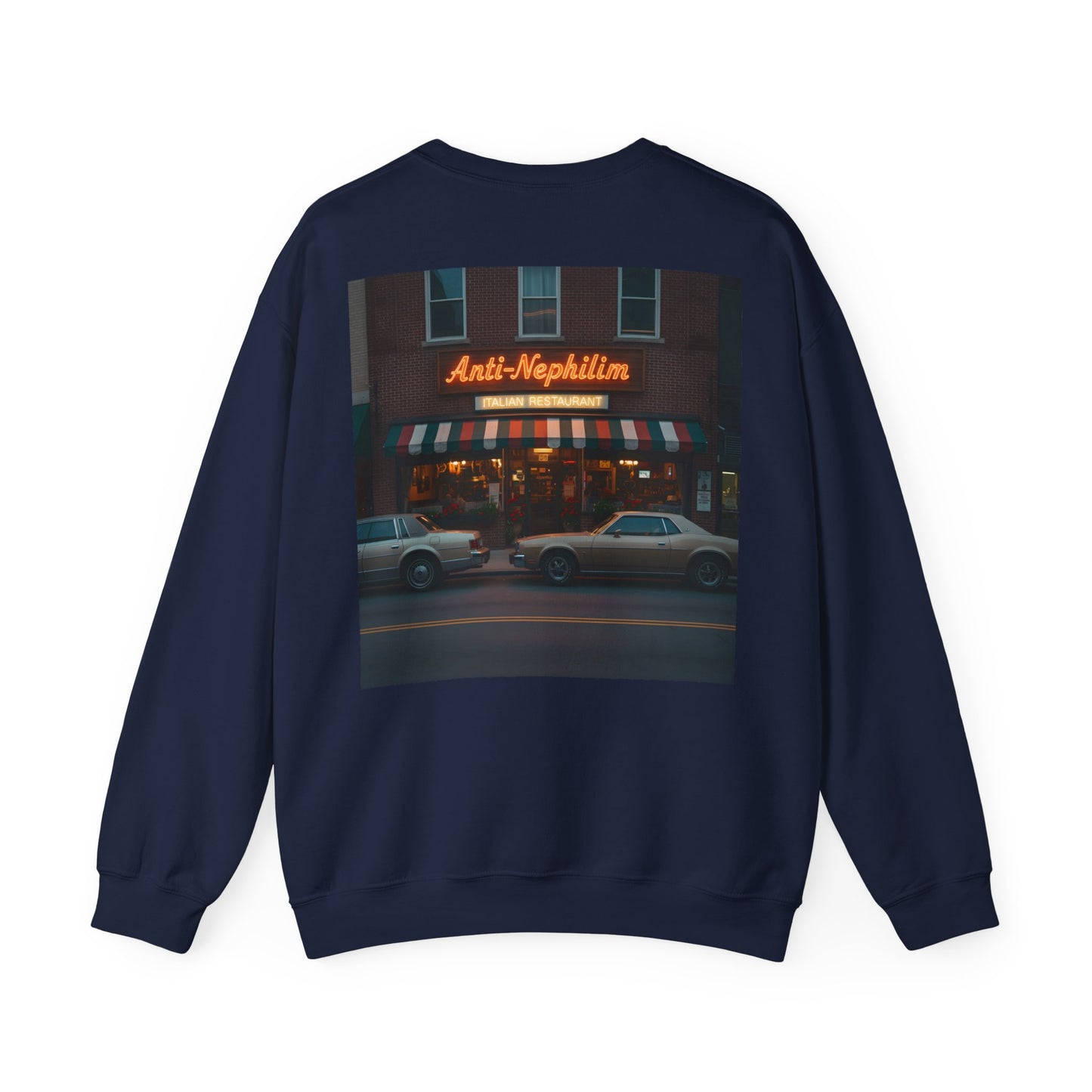 Retro neon NYC Italian anti nephilim sweatshirt (unisex), Kirk Ave. Apparel