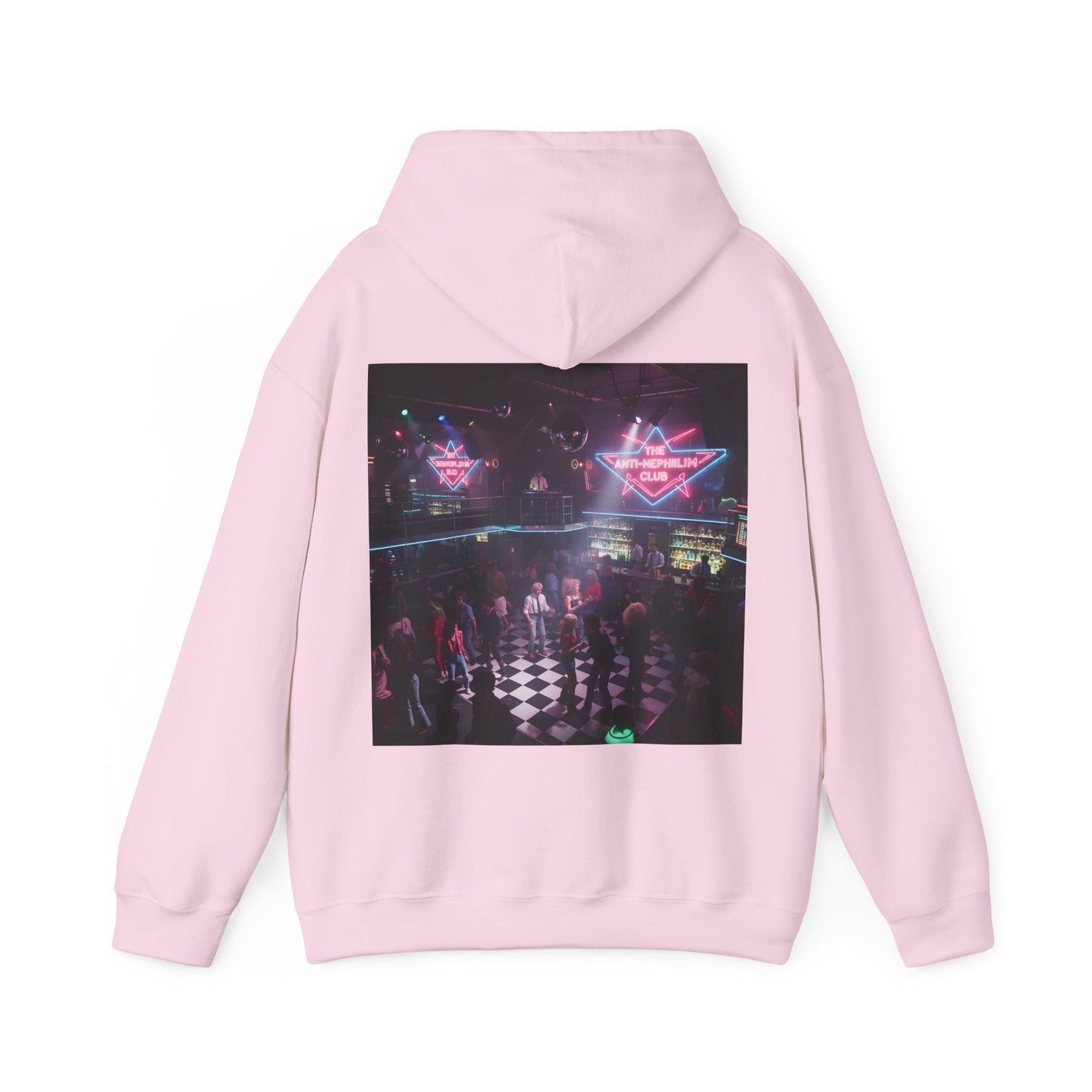 Neon 80s anti nephilim nightclub hoodie (unisex), Kirk Ave. Apparel