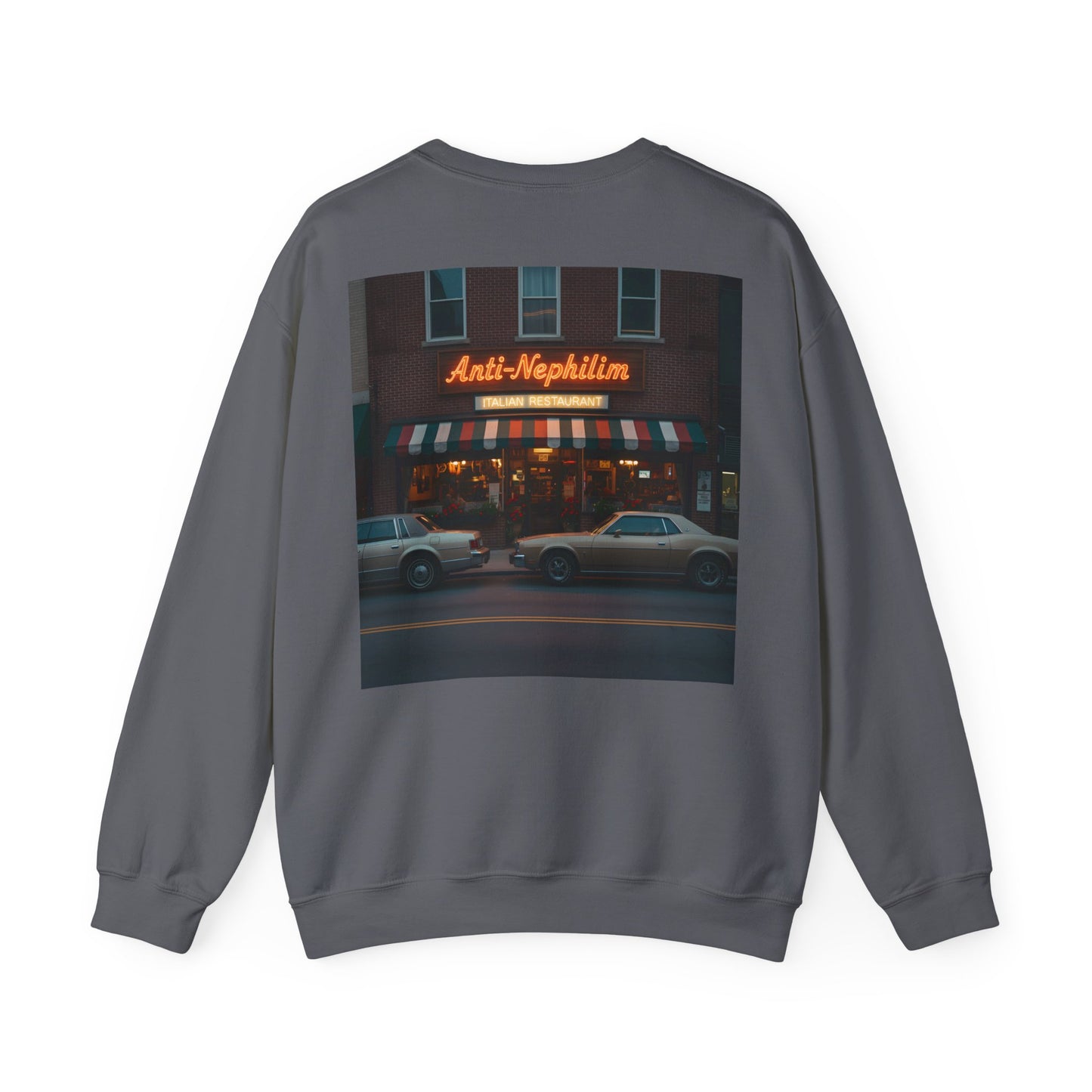 Retro neon NYC Italian anti nephilim sweatshirt (unisex), Kirk Ave. Apparel