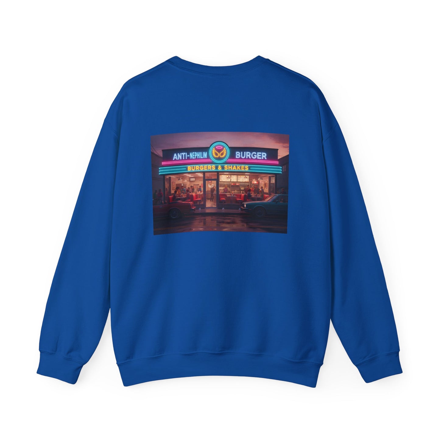 Retro neon burger joint anti nephilim sweatshirt (unisex), Kirk Ave. Apparel