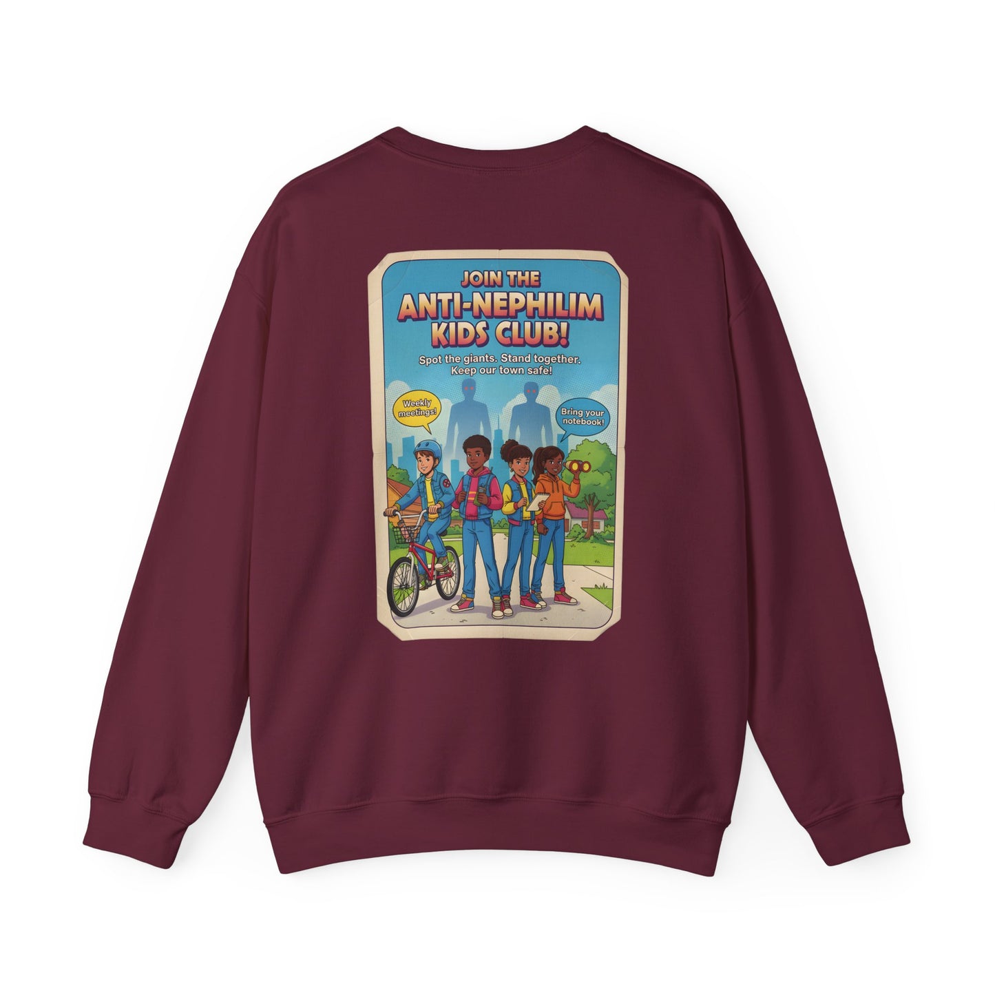 Retro anti nephilim kids club sweatshirt (unisex), Kirk Ave. Apparel