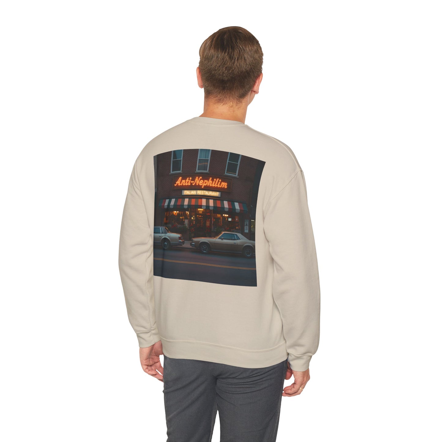 Retro neon NYC Italian anti nephilim sweatshirt (unisex), Kirk Ave. Apparel